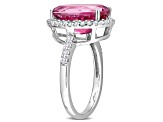 7.50ctw Pink And White Topaz 14k White Gold Ring