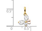 14K Two-tone Cubic Zirconia Children's Butterfly Pendant