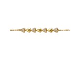 14K Yellow Gold Plated over Sterling Silver with Clear CZ Pave Heart Stampato Link Bracelet