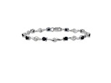 Rhodium Over 10k White Gold Oval Shaped Blue and Round Shaped White Sapphire Bracelet