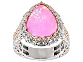 Pink Ethiopian Opal Rhodium & 18K Rose Gold Over Palladium Sterling Silver Ring 6.80ct