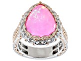 Pink Ethiopian Opal Rhodium & 18K Rose Gold Over Palladium Sterling Silver Ring 6.80ct