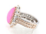 Pink Ethiopian Opal Rhodium & 18K Rose Gold Over Palladium Sterling Silver Ring 6.80ct