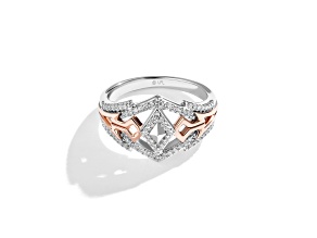 Star Wars™ Fine Jewelry Ahsoka Tano™ Diamond Rhodium Over Silver With 10k Rose Gold Ring 0.25ctw