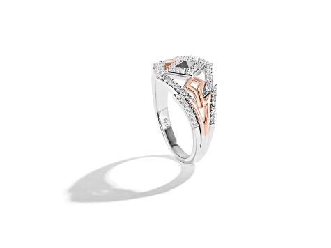 Star Wars™ Fine Jewelry Ahsoka Tano™ Diamond Rhodium Over Silver With 10k Rose Gold Ring 0.25ctw