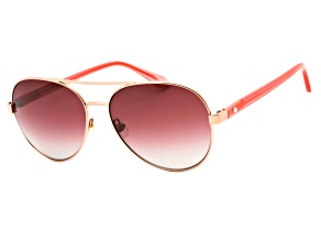 Kate Spade AVERIE Rose Gold Aviator Frame / Burgundy Lenses Sunglasses