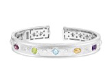 Judith Ripka Multi-Gemstone and Bella Luce® Rhodium Over Sterling Silver Cuff Bracelet