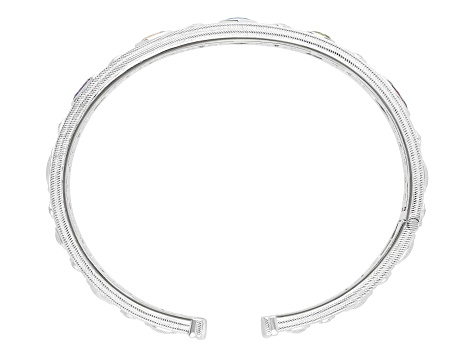 Judith Ripka Multi-Gemstone and Bella Luce® Rhodium Over Sterling Silver Cuff Bracelet