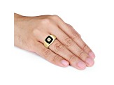 Black Onyx and Lab Created White Sapphire 18K Yellow Gold Over Sterling Silver Unisex Ring  2.5ctw