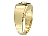 Black Onyx and Lab Created White Sapphire 18K Yellow Gold Over Sterling Silver Unisex Ring  2.5ctw