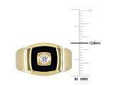 Black Onyx and Lab Created White Sapphire 18K Yellow Gold Over Sterling Silver Unisex Ring  2.5ctw
