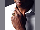Black Onyx and Lab Created White Sapphire 18K Yellow Gold Over Sterling Silver Unisex Ring  2.5ctw