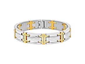 0.25ctw Diamond Two tone Stainless Steel Link Bracelet
