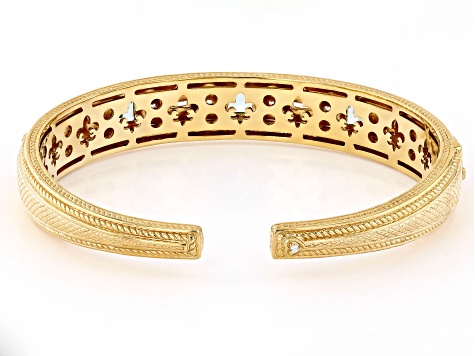 Judith Ripka Lab Paraiba Spinel With Bella Luce® 14K Gold Clad Textured Cuff Bracelet. 4.10ctw
