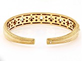 Judith Ripka Lab Paraiba Spinel With Bella Luce® 14K Gold Clad Textured Cuff Bracelet. 4.10ctw