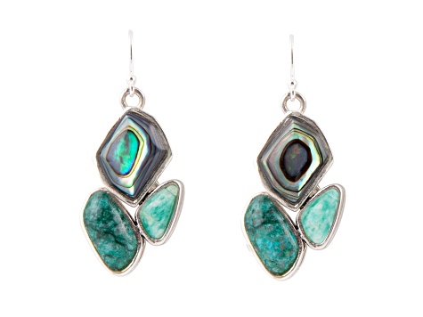 Barse Jewelry Blue Abalone Sterling Silver Cluster Earrings