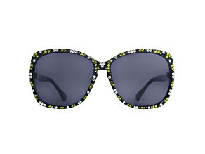 Green Leopard Crystal Square Frame Sunglasses