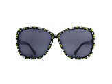 Green Leopard Crystal Square Frame Sunglasses