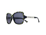 Green Leopard Crystal Square Frame Sunglasses