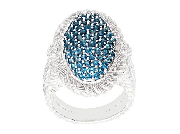 Picture of Judith Ripka 1.7ctw London Blue Topaz And 0.14ctw Bella Luce Rhodium Over Sterling Silver Ring