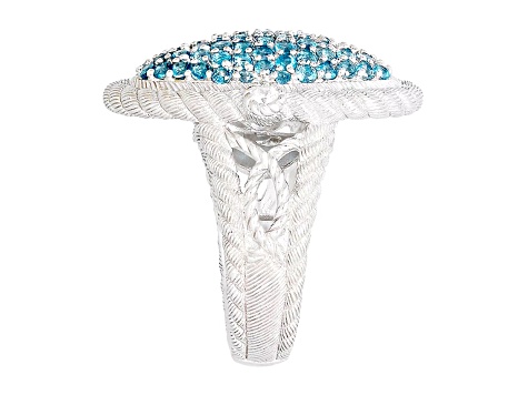 Judith Ripka 1.7ctw London Blue Topaz And 0.14ctw Bella Luce Rhodium Over Sterling Silver Ring