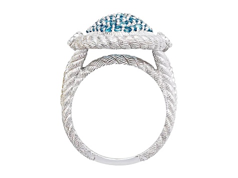 Judith Ripka 1.7ctw London Blue Topaz And 0.14ctw Bella Luce Rhodium Over Sterling Silver Ring