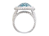 Judith Ripka 1.7ctw London Blue Topaz And 0.14ctw Bella Luce Rhodium Over Sterling Silver Ring