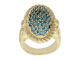 Judith Ripka 1.7ctw London Blue Topaz And 0.14ctw Bella Luce 14K Gold Clad Ring