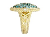 Judith Ripka 1.7ctw London Blue Topaz And 0.14ctw Bella Luce 14K Gold Clad Ring