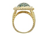 Judith Ripka 1.7ctw London Blue Topaz And 0.14ctw Bella Luce 14K Gold Clad Ring