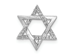 Rhodium Over 14k White Gold Diamond Star of David Chain Slide Pendant