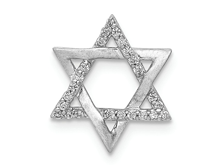 Rhodium Over 14k White Gold Diamond Star of David Chain Slide Pendant