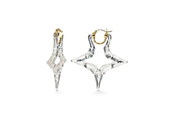 Picture of 14K Yellow Gold Over Sterling Silver Star Bamboo Acrylic Hoop Earrings