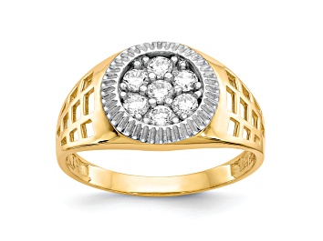 Picture of 10K Two-tone Yellow and White Gold Men's Cubic Zirconia Cluster Ring