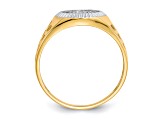10K Two-tone Yellow and White Gold Men's Cubic Zirconia Cluster Ring