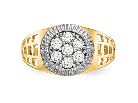 10K Two-tone Yellow and White Gold Men's Cubic Zirconia Cluster Ring