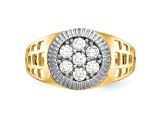 10K Two-tone Yellow and White Gold Men's Cubic Zirconia Cluster Ring