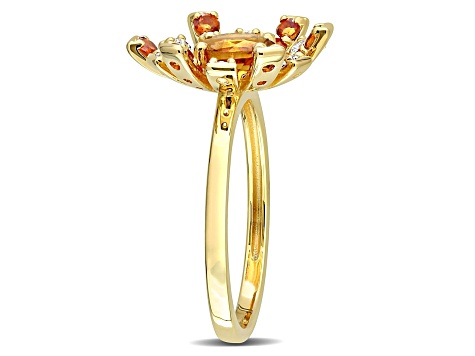 Madeira Citrine and White Topaz 18k Yellow Gold Over Sterling Silver Cocktail Ring 1.33ctw