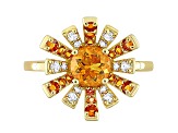 Madeira Citrine and White Topaz 18k Yellow Gold Over Sterling Silver Cocktail Ring 1.33ctw