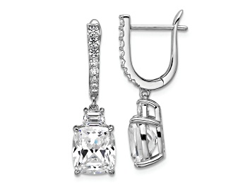 Picture of Rhodium Over Sterling Silver Fancy Cubic Zirconia Hinged Dangle Earrings