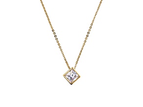 Cubic Zirconia, 18K Yellow Gold Over Bronze Slide Necklace, 1.90 carats