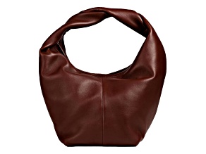Valentino Garavani Roman Stud Brown Leather Large Hobo Shoulder Bag