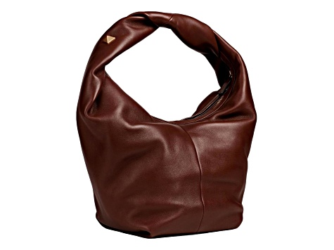 【関税&送料込】Valentino Garavani Brown Leather Large Go-Ho Valentino Garavani Brown Leather Large Go-hobo Shoulder Bag
