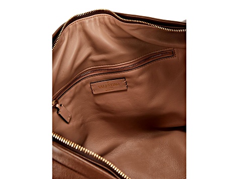 Valentino Garavani Roman Stud Brown Leather Large Hobo