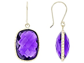 Purple Amethyst 14k Yellow Gold Dangle Earrings 18.00ctw