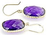 Purple Amethyst 14k Yellow Gold Dangle Earrings 18.00ctw