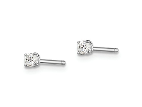 Sterling Silver Rhodium-plated 2.5mm Round CZ Stud Earrings