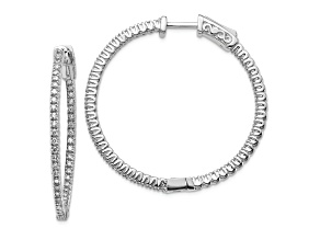 Rhodium Over 14K White Gold Oro Spotlight Lab Grown Diamond SI+, H+, Hoop with Safety Clasp Earrings