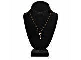 White Cubic Zirconia 14k Yellow Gold Key Pendant With Chain 0.20ctw