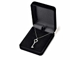 White Cubic Zirconia 14k White Gold Key Pendant With Chain 0.20ctw